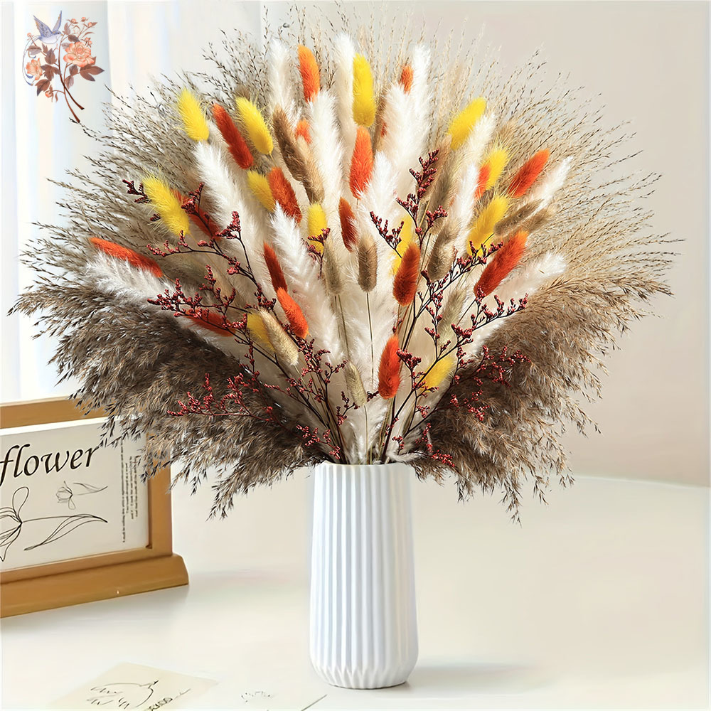 Dried Pampas Bundle - 85 Parça Doğal Kabarık Sonbahar Pampas