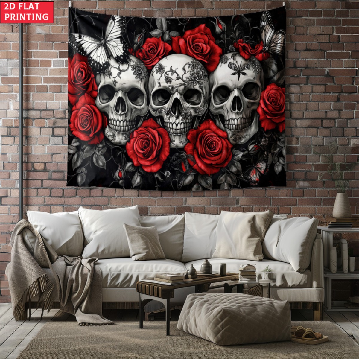 Çerçevesiz Kafatası ve Güller  - Interior Design Home Decor incelemesi ve fiyatı